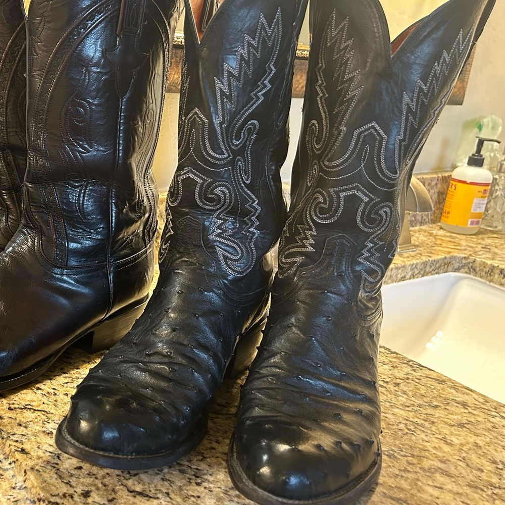 Men's Black Leather Western Boots